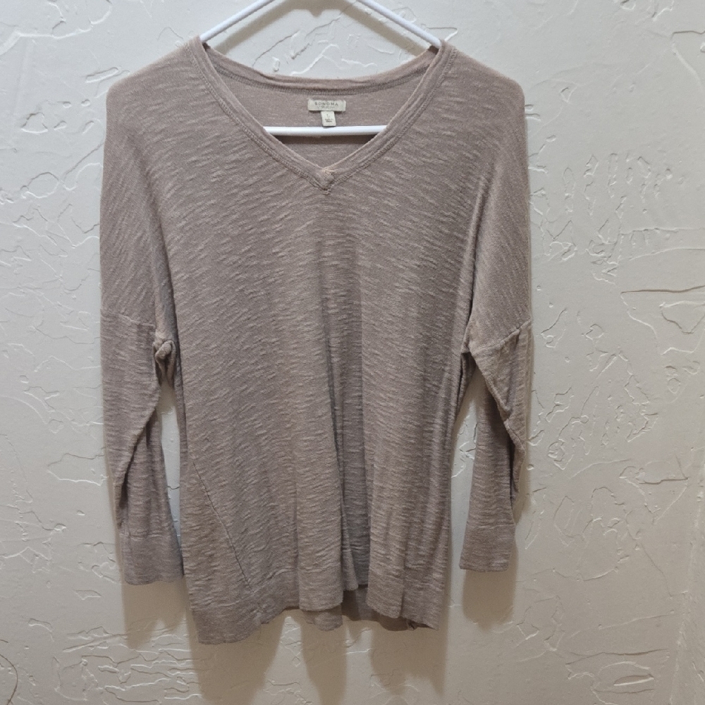 3/$10 Sonoma Heathered Beige V-Neck Sweatshirt